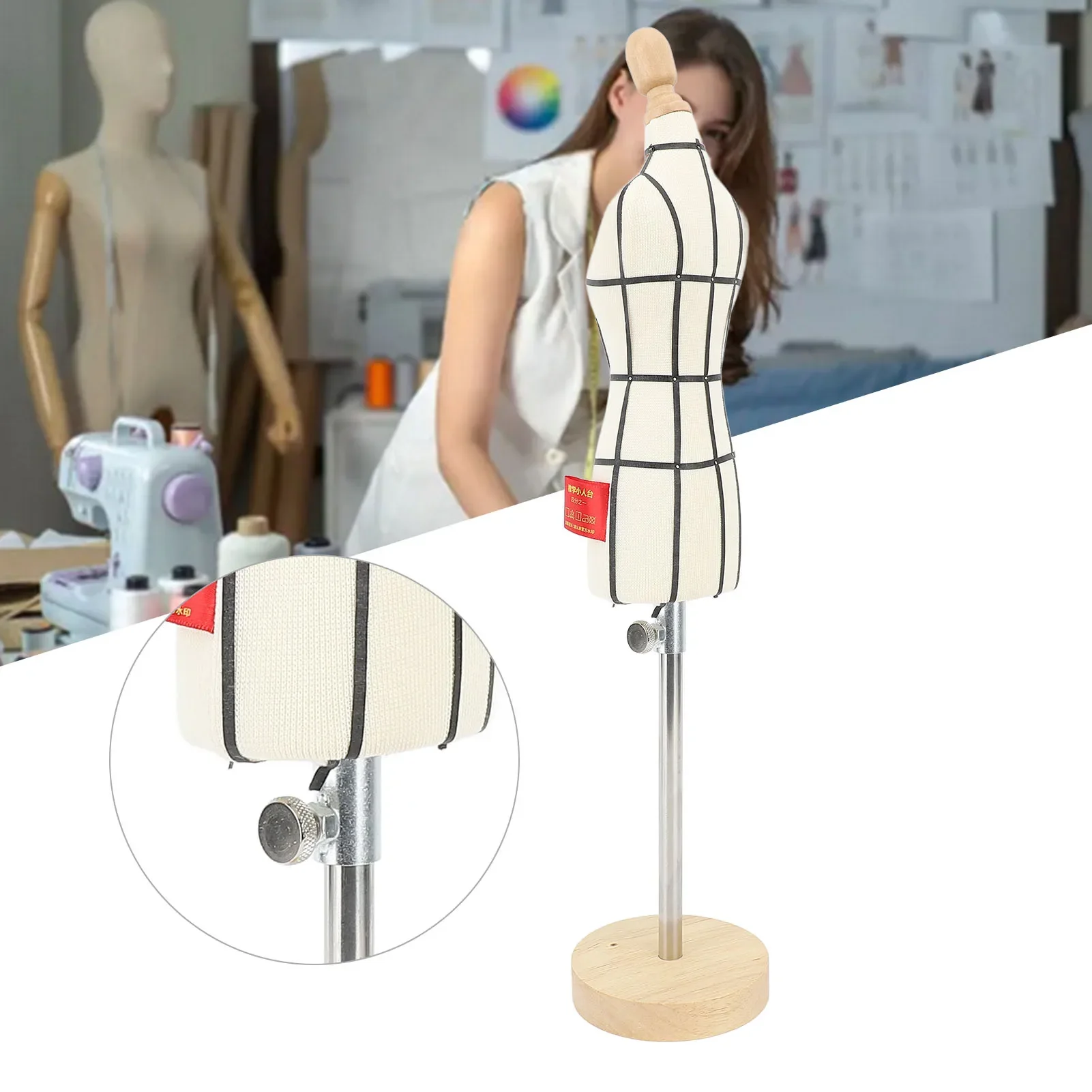 Dress Form Mannequin - Mannequin Miniature avec Support, Base en