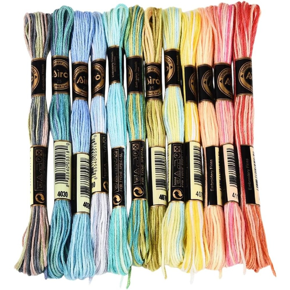 Embroidery Floss Thread - 12 écheveaux de fil à broder