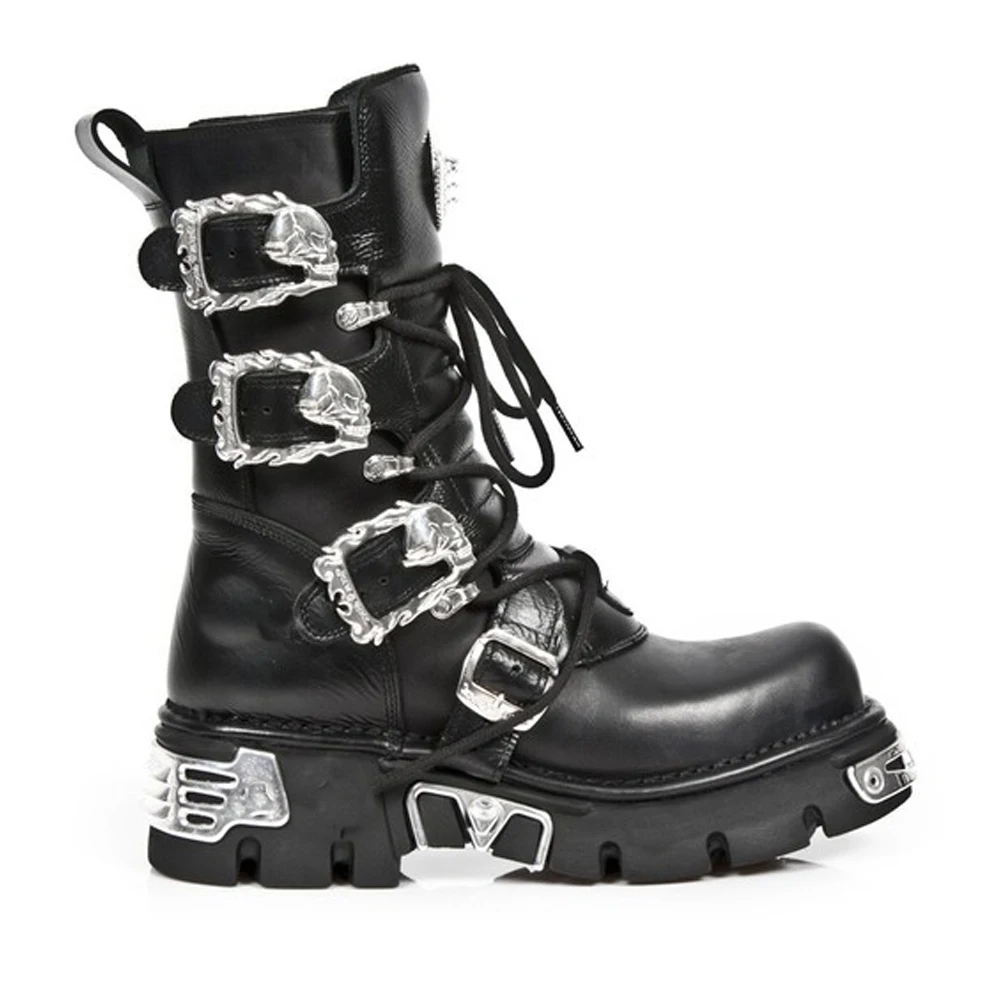 Sewing Zipper - Nouveaux hommes Punk moto bottes métal