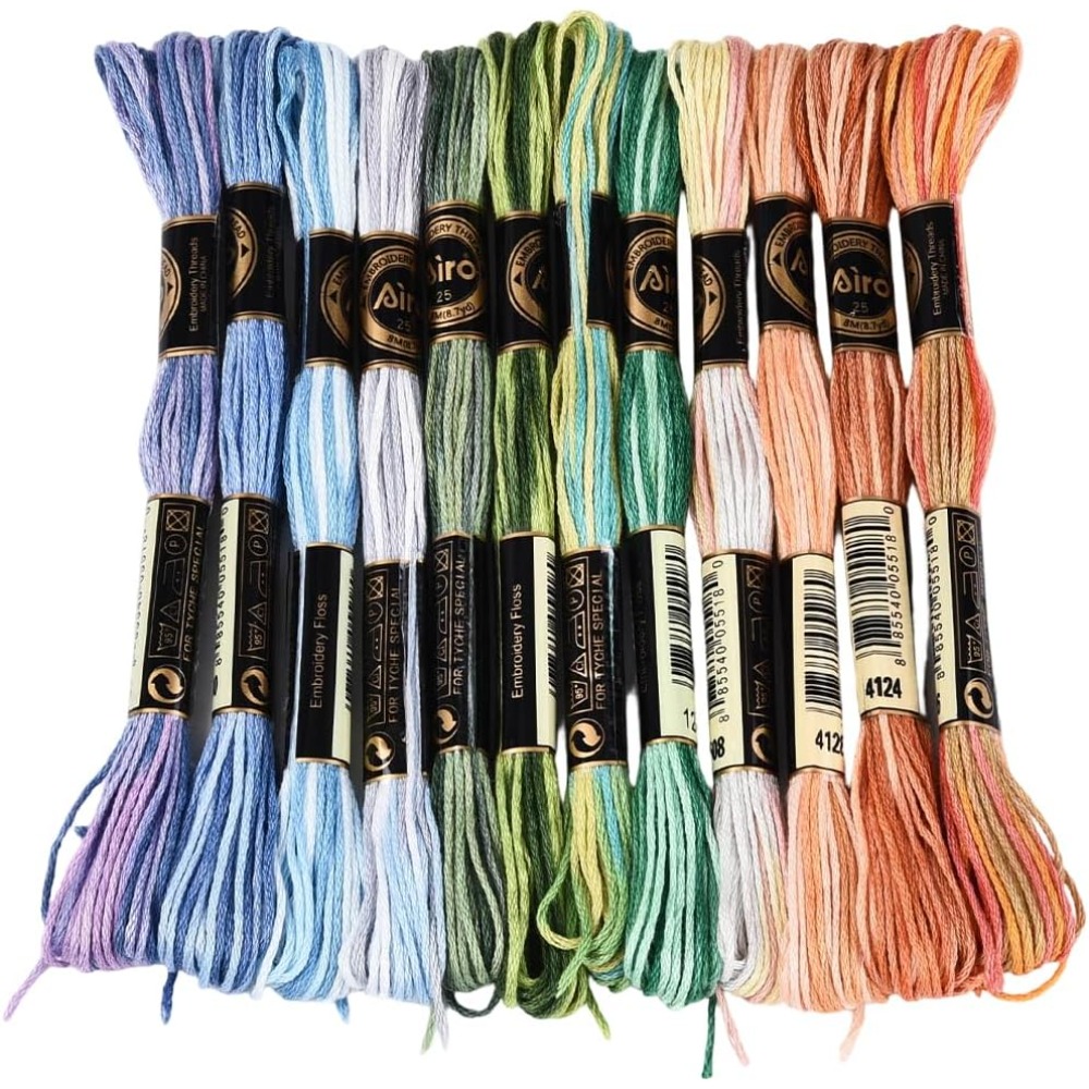 Embroidery Floss Thread - 12 écheveaux de fil à broder