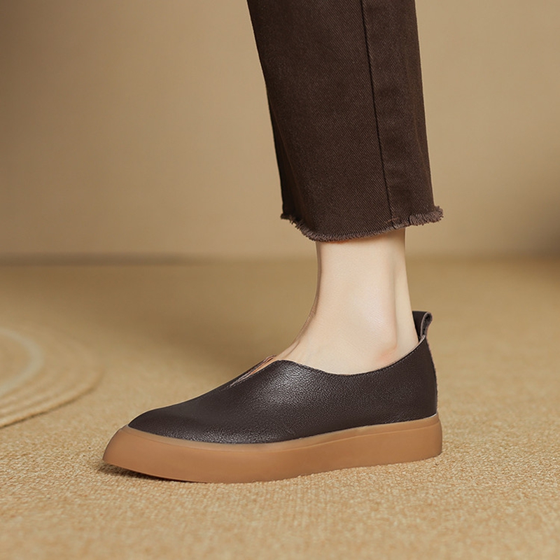 Sewing New - Mocassins pointus en cuir véritable pour