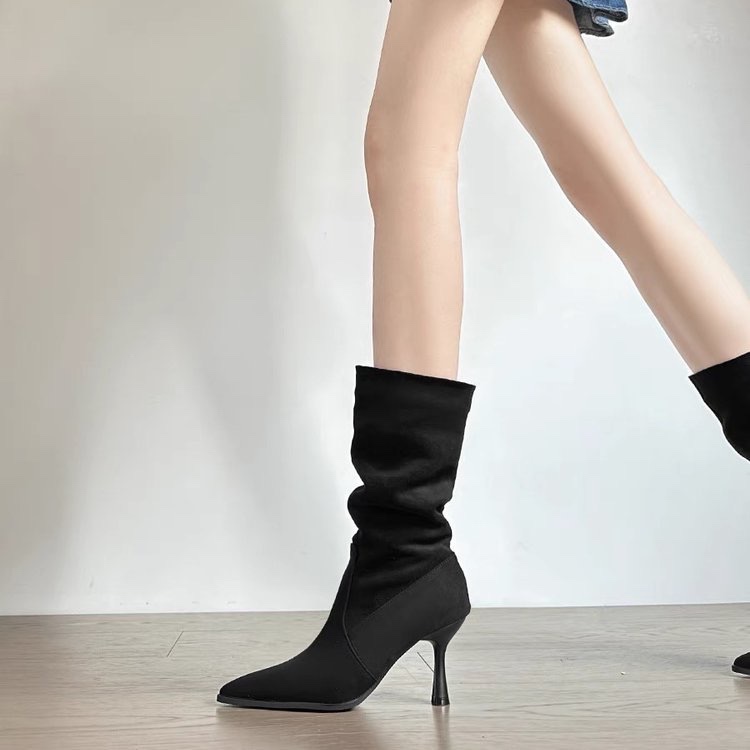 Sewing Nylon - Bottes modernes mi-mollet en daim de