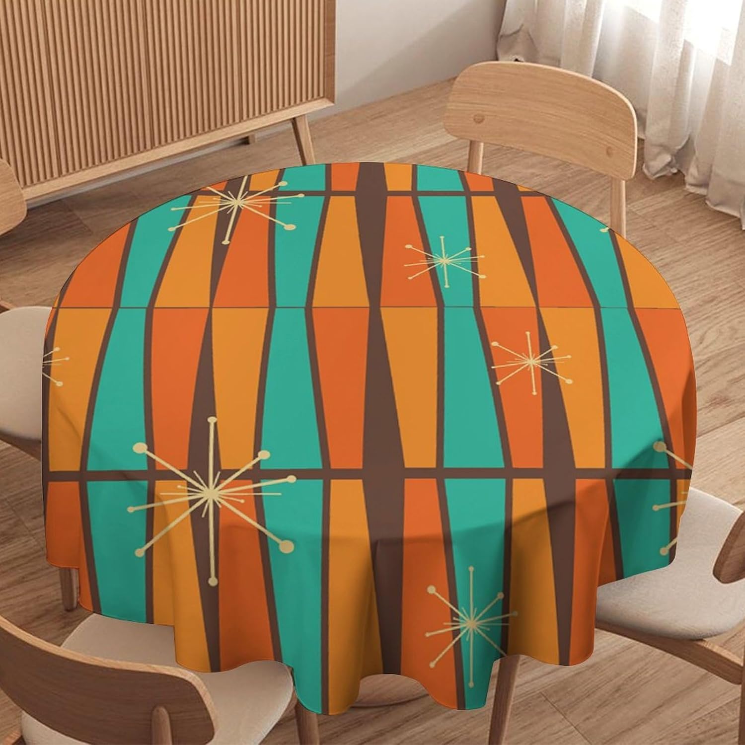 Nappe ronde géométrique orange - Century Textile & Sewing Supply avis et prix