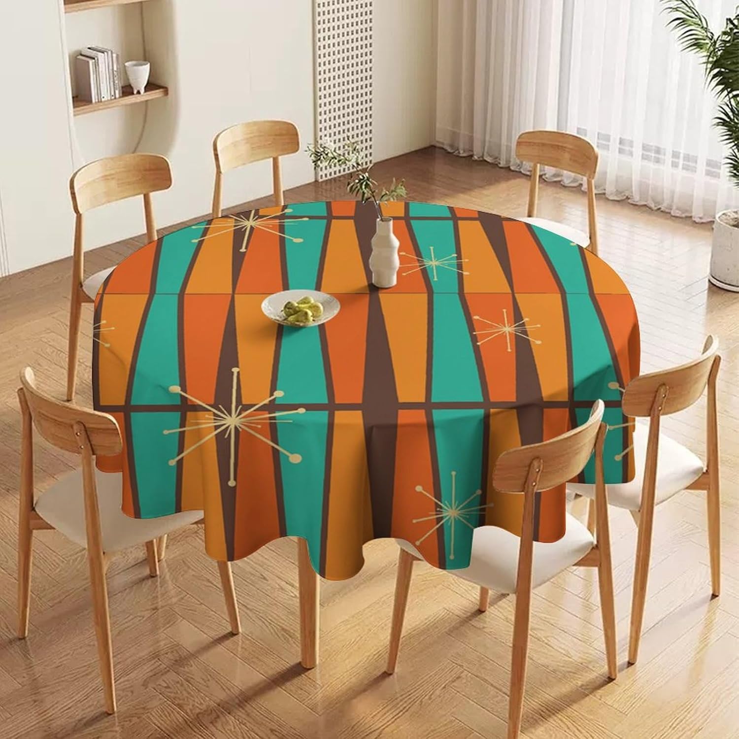 Nappe ronde géométrique orange - Century Textile & Sewing Supply avis et prix