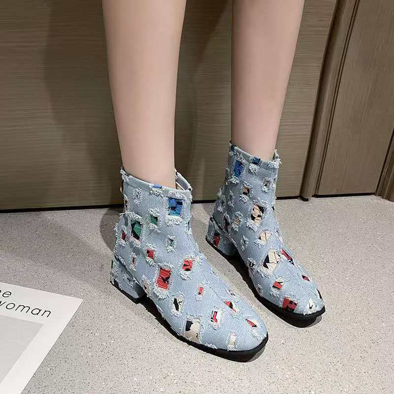 Chaussures en Denim à semelles - Sewing Zipper avis et prix